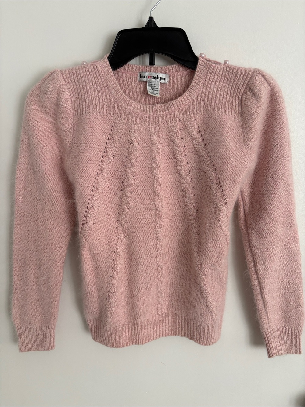 Vintage Women's Pink Silk Angora Lambswool Blend Sweater